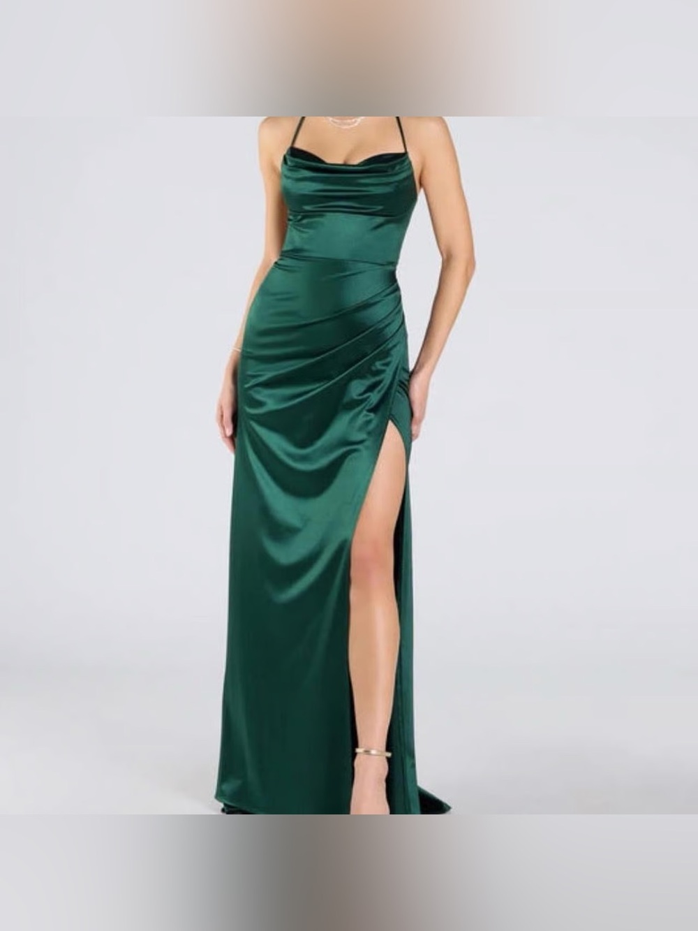 Windsor Emerald Green Satin Formal Maxi Dress | Medium